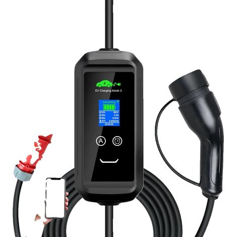 Chargeur EV Portable, Courant de 32A, Puissance de 22KW, Longueur de Câble de 10M (1/2)