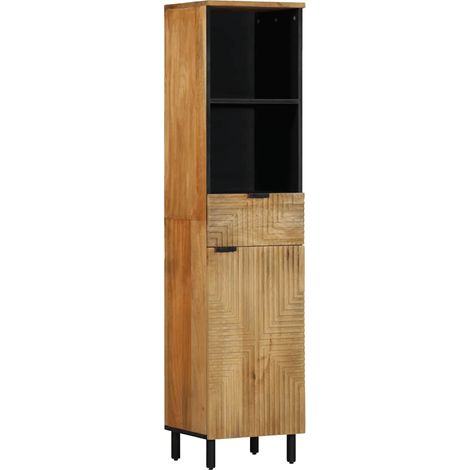 Mueble de baño de madera maciza de mango marrón 38x33x160 cm vidaXL (1/5)