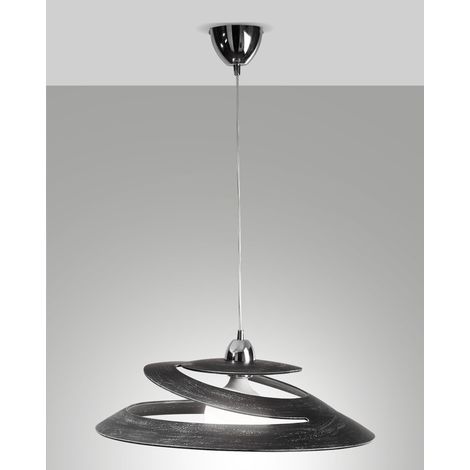 Lampada a Sospensione Aragon in Metallo e Vetro Nero Antico, Attacco E27 60W, Design Moderno ed Elegante per Interni IP20, Diametro 53 cm