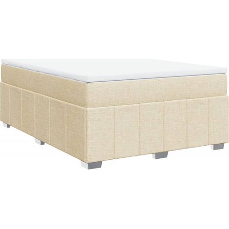 Maison Exclusive - Sommier à lattes de lit avec matelas Crème 160x200 cm Tissu (1/5)