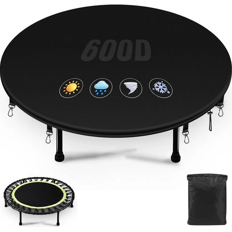 Bâche de Protection pour Trampoline de Ø305cm, 600D, 100% Intempéries Résistante avec 8 Boucles Élastiques Améliorées, Aux UV Déchirure Contre la Pluie Protection Trampoline (1/5)