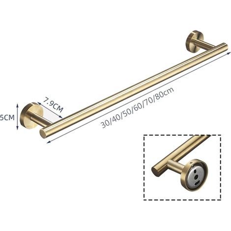 Barre porte-serviettes murale de salle de bain en acier inoxydable Sus 304 doré brossé de 40 cm (1/3)
