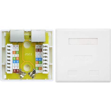 Roseta RJ45 Superficie FTP Cat6 2 Tomas Blanco