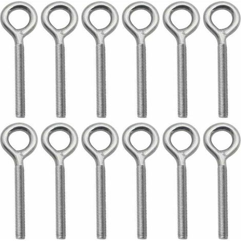 Set di 12 bulloni ad occhiello in acciaio inossidabile 304, viti ad anello avvitabili per altalena da esterno - M4 (1/4)