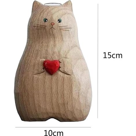 Handgefertigte Katzenvase, Love Cat Vase Dekoration, Kunstharz-Kunsthandwerk, handgefertigte Katzenfigur aus Kunstharz, für Blumendekoration, 15 cm x 10 cm