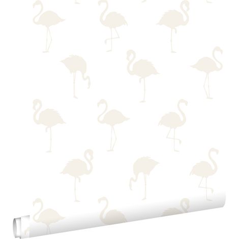 papier peint flamants argent et blanc  - ESTAhome (1/5)