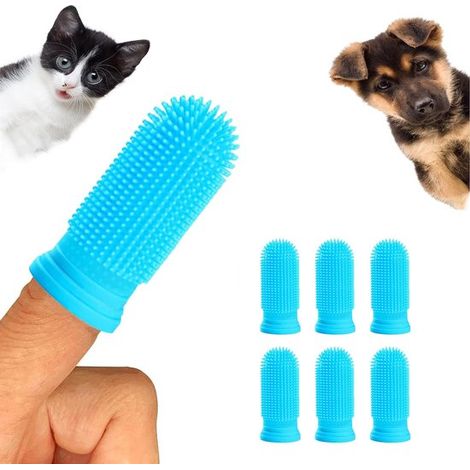 Fingerzahnbürste für Hunde, 6 teiliges Set Hunde und Katzen, 360° Silikonzahnbürste Welpen, Zahnpflege Katzen (1/2)