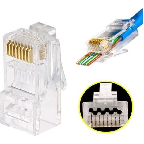 Connecteurs RJ45 Cat6/Cat6a Lot de 50 Plug UTP Plaqués or 23AWG pour câbles solides et toronnés - Compatible outils sertissage & câblage décalé pour connexion optimale (1/4)