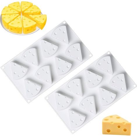2 teiliges Silikonform Set Silikon Käseform Tortendekorationsform 3D Käseform 8 Mulden Weiß für Moussetorten, Käsekuchen, französische Desserts, (1/5)