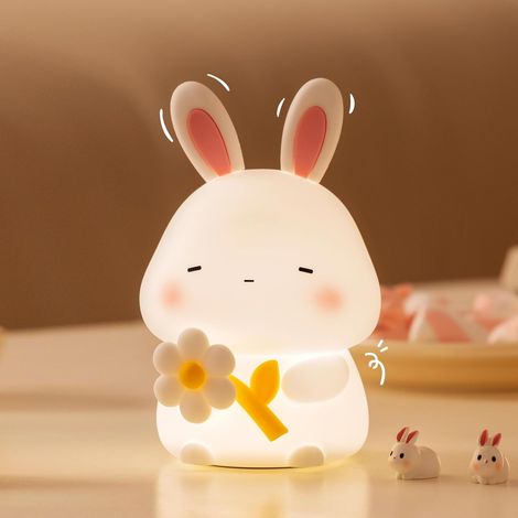 Bardusch - Led Cute Flower Bunny Night Light, Dimmable Timer Kawaii Lamps, Super Squishy Silicone USB Rechargeable Touch Control Night Lamp (1/5)