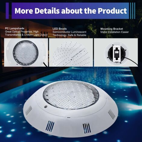 Faretti LED 45W per Piscina con Telecomando, Lampada Subacquea 12V per Illuminazione da 450 LED - AUTRES (1/4)