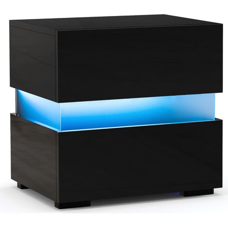 Comodino a LED con cassetti telecomando 22 modalità di luce Tavolino da salotto Nero (1/4)