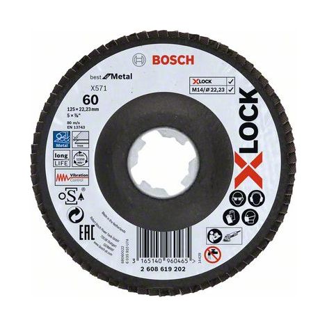 Bosch Accessories 2608619202 Fächerschleifscheibe Durchmesser 125 mm Körnung (num)=60 1 St.