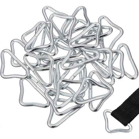 Lot de 30 pièces de rechange pour trampoline - Anneaux triangulaires en V galvanisés en métal - Accessoires de fixation pour tapis de saut - Remplacement pour filet de trampoline de jardin et (1/5)