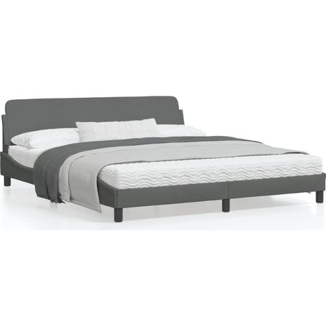 Cadre de lit avec tête de lit Gris foncé 180x200 Tissu (1/5)