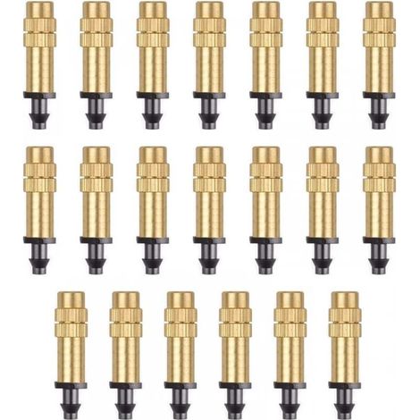 20 Pièces Buse d'Atomisation en Cuivre Réglable Pulvérisateur d'Irrigation Goutte à Goutte 4 / 7mm Atomisation Micro Arroseur Équipement d'Irrigation Refroidissement Jardin Serre Légumes