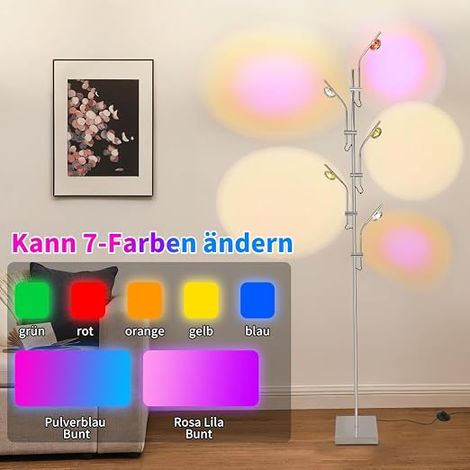 Floor Lamp Living Room Projector RGB,Floor Lamp with Adjustable Lighting Heads,Ambiance Light LED Floor Lamps 3000K,Sunset Lamp with Interchangeable Color Filters (1/4)