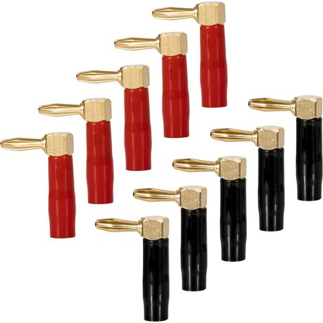 [NIE BENUTZT]mm 90-Grad-Lautsprecher-Bananenstecker, vergoldetes Kupfer, für 0,5 mm² bis 6 mm² Kabel, für Lautsprecherkabel-Verstärker, 10 Stück