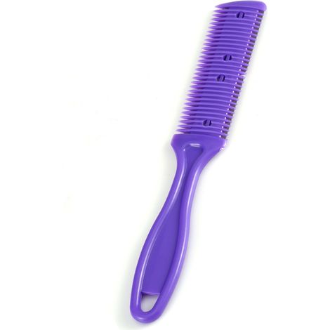 Lame de rasage fine double face pour tondeuse coiffure à domicile, avec peigne violet salon (1/5)