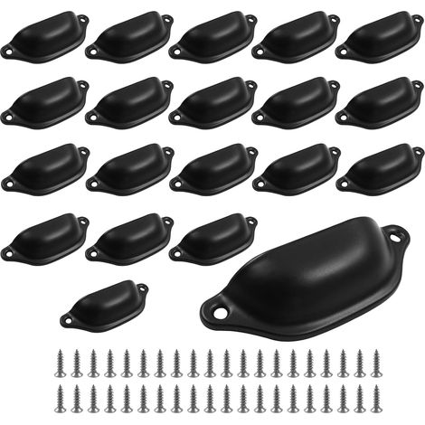 Set mit 20 Vintage-Schubladengriffen aus schwarzem Eisen und Muscheln für Schränke, Schubladen und Medizinschränke (1/5)