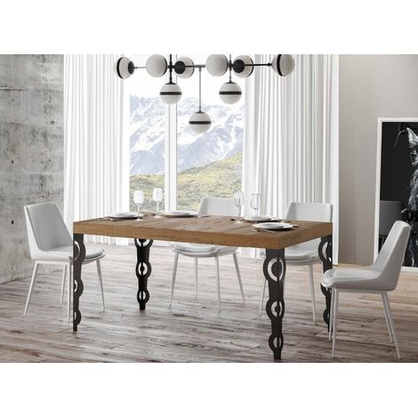 Table à manger rectangulaire orientale bois clair et pieds métal anthracite Kazay 180 cm (1/5)