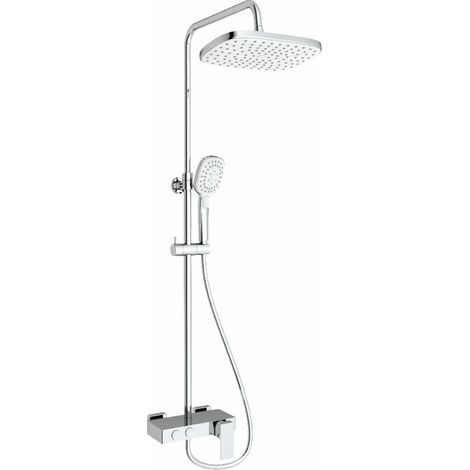 Duschsäule mit mechanischer Mischbatterie in Weiß/Chrom und XXL-Duschkopf 288 mm (SATSSPHP)