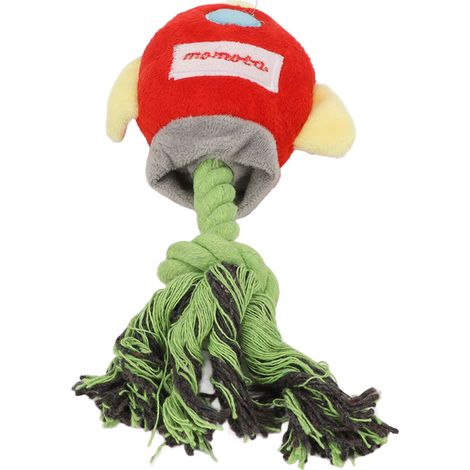Jouet en peluche interactif pour le nettoyage des dents d'un chiot, avec cordelette à nœuds (rouge). (1/5)