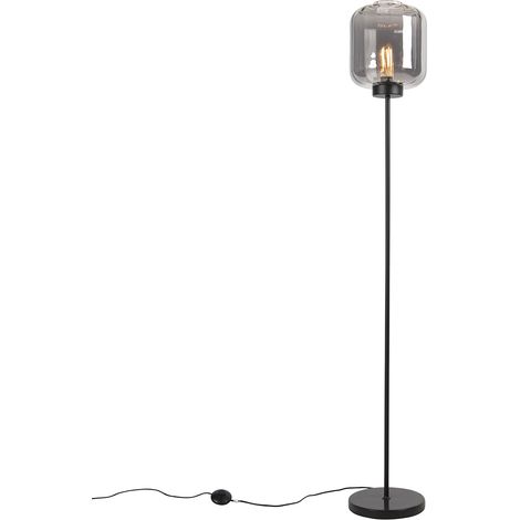 Smarte Stehleuchte schwarz mit Rauchglas inkl. WLAN ST64 - Qara