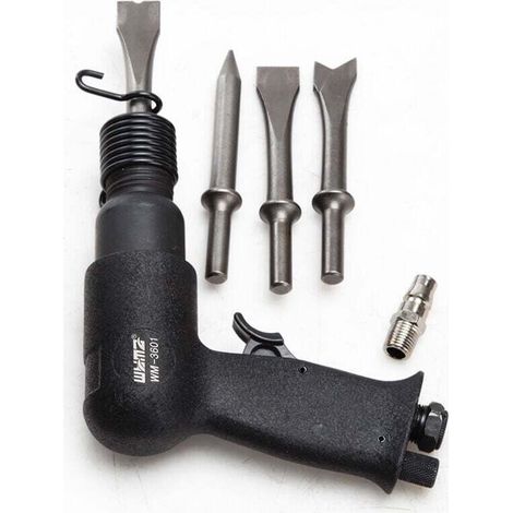 Short Barrel Air Hammer Kit with Quick Change Holder and 3 Chisels, 4500 BPM, Lightweight MUMU (1/4)