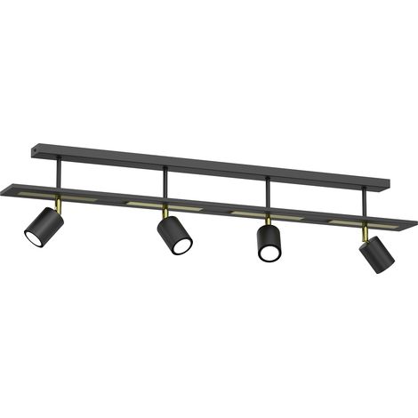 Barre double noir/or 4 spots orientables GU10 Luminex