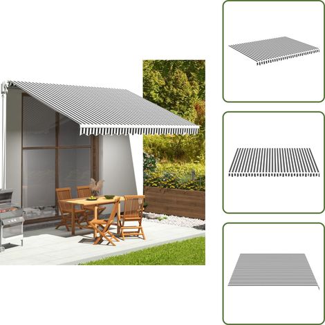 Tissu de remplacement pour auvent Anthracite et blanc 4,5x3,5 m - Tissu D'ombrage - Auvent De Jardin - Toile D'extérieur - Protection Solaire - Parasol De Terrasse (1/5)