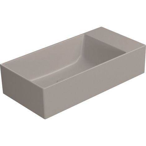 Lavabo en céramique KUBE X 50x25cm, sans trou pour robinetterie, droite/gauche, tortora mat (1/4)