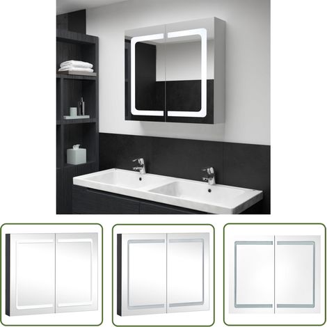 Armoire de salle de bain à miroir à LED 80x12,2x68 (1/5)
