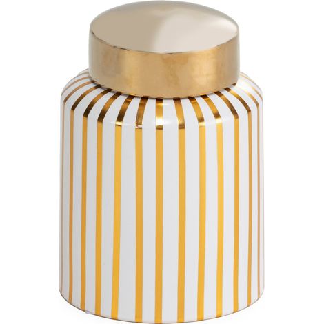 Vase Tibor élégant Blanc et Doré - Blanc tendance doré chic