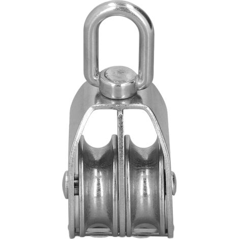 Poulie marine double galet 50mm/2.0in, charge 400kg, inox 304 robuste pour voiliers et bateaux (1/5)