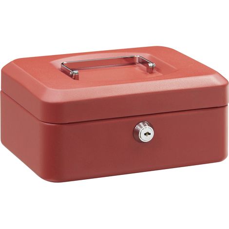 ARREGUI Elegant Cassetta di sicurezza con chiave per contare e trasportare denaro, Cassetta Portavalori in acciaio con vassoio Portamonete, Cassaforte portatile de 20 cm di larghezza Rossa C9224