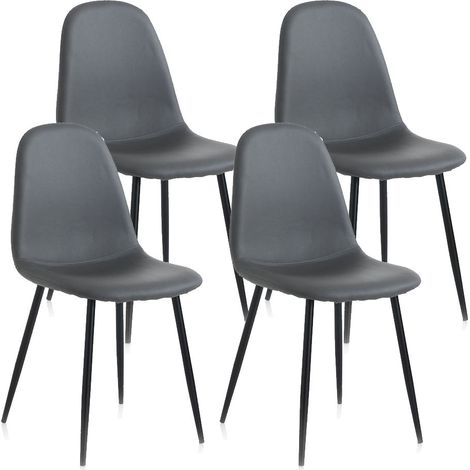 Set 4 Sedie 44x50x85 cm in Similpelle Grigio (1/4)