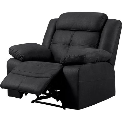Canapé de relaxation en nubuck Farenza-Gris foncé-Système Manuel-1 place fauteuil (1/5)