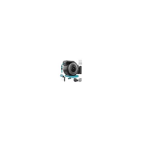 Cecotec Carrete de Manguera 20m HydroShell 200 Pro. Enrollador Automático con SlowReturn y Smooth Technology, Manguera 3 Capas, Cepillos de Limpieza, Pistola 8 Funciones con Depósito para Jabón