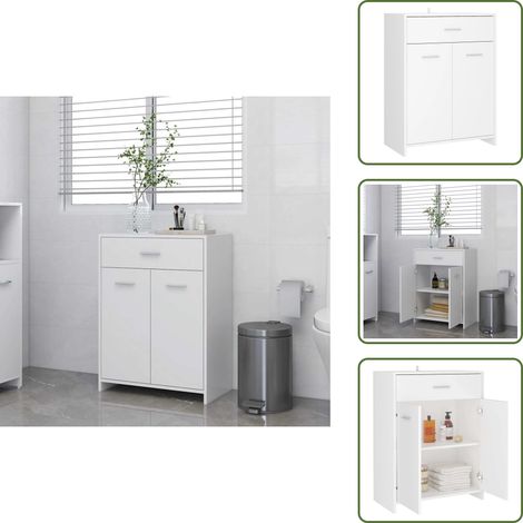 Badezimmerschrank Weiß 60x33x80 cm Holzwerkstoff - Badezimmermöbel - Holzschrank - Spiegelschrank - Waschtischunterschrank - Weißer Schrank