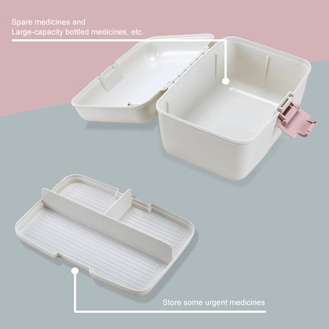 Trousse de premiers secours à 2 compartiments, boîte à médicaments portable pour la maison et le bureau (1/5)