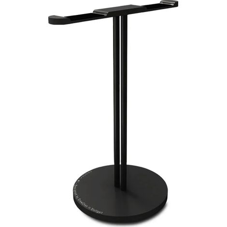 Support pour casque audio en alliage d'aluminium noir avec double crochet, présentoir de bureau avec tapis antidérapant (1/3)