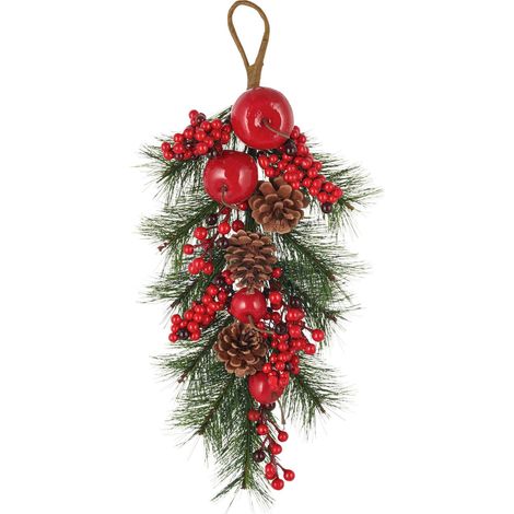 Mömax Kunstpflanze Türhänger I Grün/Rot/Braun ca. 47 cm