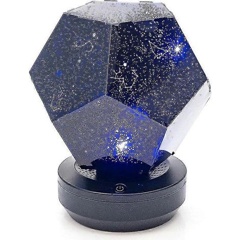 Projecteur LED veilleuse, 3 couleurs réglables, motif étoiles galactiques, câble USB rechargeable (1/3)