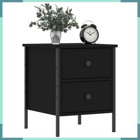 825983 Table de chevet noir 40x42x50 cm bois d’ingénierie (1/5)