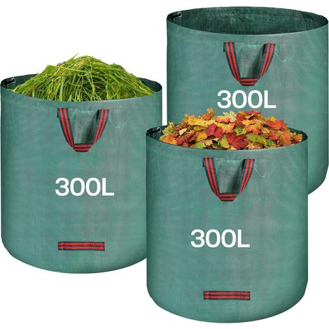 Sac Jardin Dechets Verts 3x 300L - Sacs Dechets Verts avec Poignées, Pliable et Réutilisable - Sac Vegetaux Jardin pour Ramasse Feuilles Mortes (1/5)