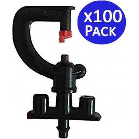 Set di 100 Sistema di Micro-Irrigazione a Goccia Irrigatore 180º, Portata 1,7-2 metri