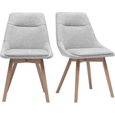 Sedie in tessuto effetto velluto grigio chiaro e legno chiaro (set di 2) ALESS