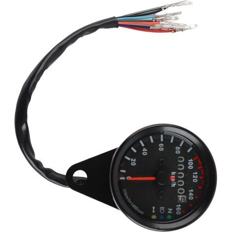Compteur kilométrique moto rétroéclairage LED compteur de vitesse jauge signal universel (noir) (1/5)