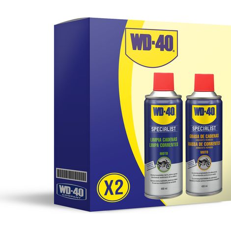 WD-40 Specialist Motorbike - Lote para cuidado y mantenimiento de cadena moto con Spray Limpiacadenas 400Ml + Lubricante de Cadenas 400Ml - Pack 2 unidades (1/5)